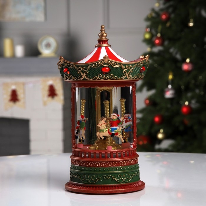 Светодиодная фигура &laquo;Карусель&raquo; 15.4 &times; 25 &times; 15.4 см, пластик, батарейки ААх3 (не в комплекте), USB, свечение тёплое белое