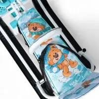 Снегокат &laquo;Тимка спорт 6Д&raquo; с забавными медвежатами, с двумя спинками, с родительской ручкой, бирюзовый, ТС6Д/ЗМ Nika