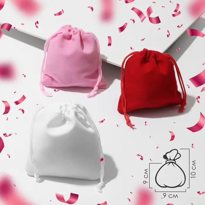 Мешочек бархатный &laquo;Влюблённое ассорти&raquo;, 9&times;10, МИКС
