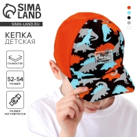 Кепка детская для мальчика &laquo;Динозавры&raquo;,цвет оранжевый, р-р 52-54, 5-7 лет