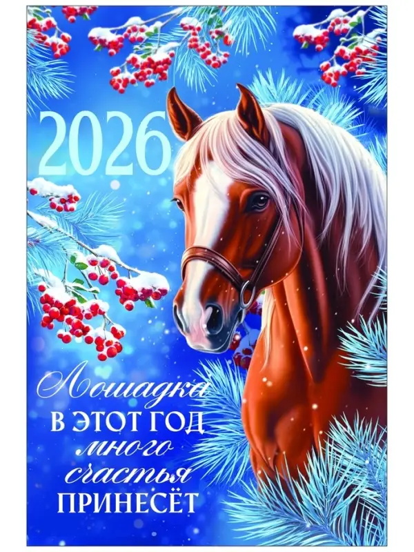 Календарь 2026 перекидной на ригеле А3 &laquo;Лошадка принесёт счастье&raquo;