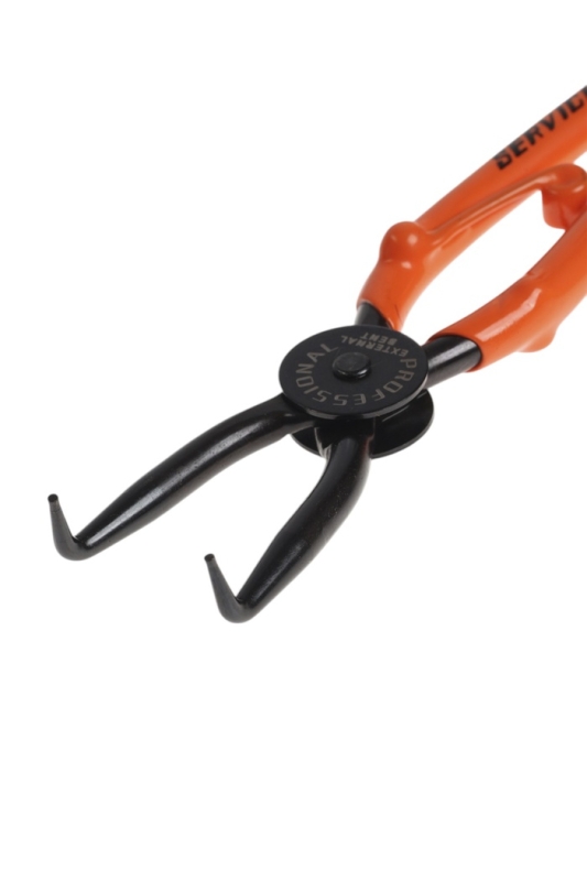 Съемник внешних стопорных колец ТУНДРА, удлиненные изогнутые губки на разжим, 180 мм