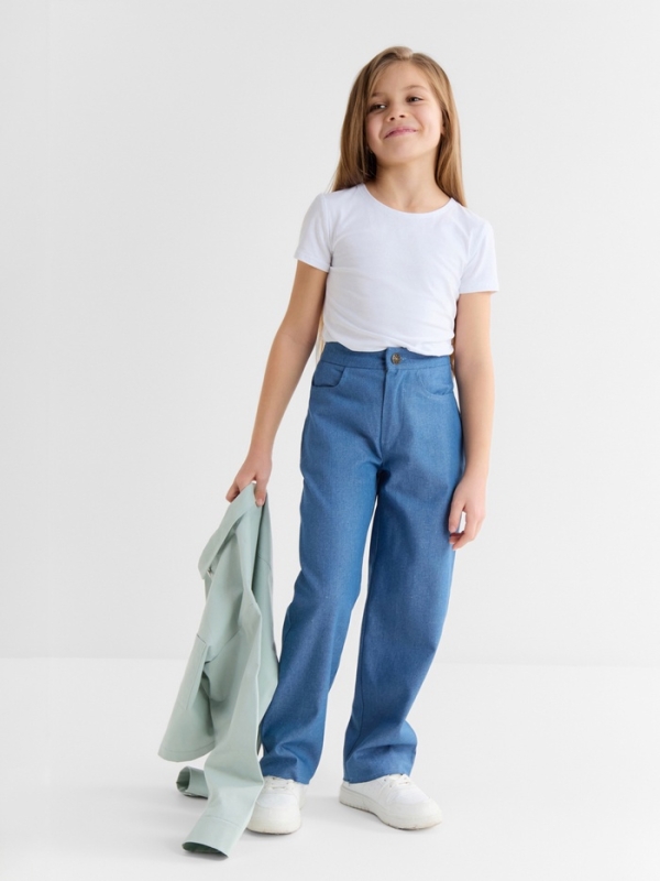 Рубашка для девочки MINAKU: Jeans collection, цвет серо-голубой, рост 128 см