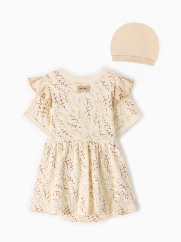 Боди-платье с шапочкой детское MINAKU "Nature", цвет бежевый, рост 62-68 см