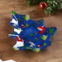 Тарелка в форме ёлки новогодняя Дорого внимание &laquo;С Новым годом&raquo;, 19,5 х 16,5 см, стекло