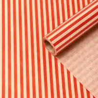 Бумага упаковочная крафт "Полосы красные", 0,68 х 10 &plusmn;5% м, 60 гр