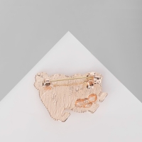 Брошь &laquo;Щенок&raquo;, цвет чёрно-белый в розовом золоте