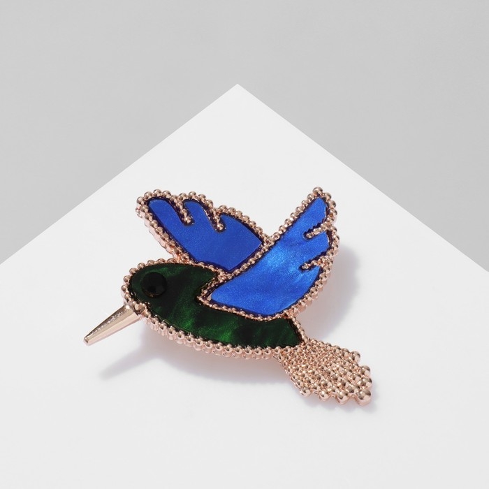 Брошь &laquo;Птица&raquo;, цветная в розовом золоте