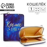 Кошелёк детский «Космос», 2 отдела на молнии, цвет синий Кошелёк детский «Космос», 2 отдела на молнии, цвет синий
