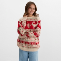 Новый год. Джемпер вязаный KAFTAN Scandinavia размер 56, красный