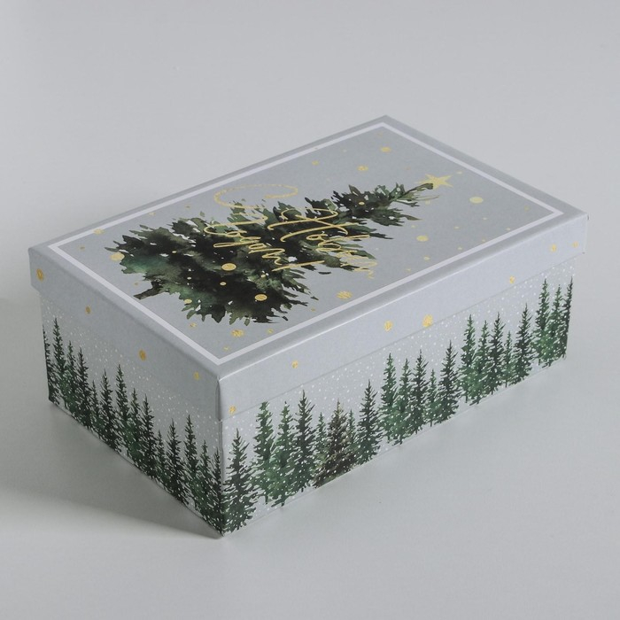 Набор подарочных коробок 10 в 1 &laquo;Акварельный&raquo;, 12 х 7 х 4 - 32.5 х 20 х 12.5 см, Новый год