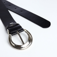 Ремень женский, ширина 3,3 см, пряжка металл, цвет чёрный Ремень женский, ширина 3,3 см, пряжка металл, цвет чёрный