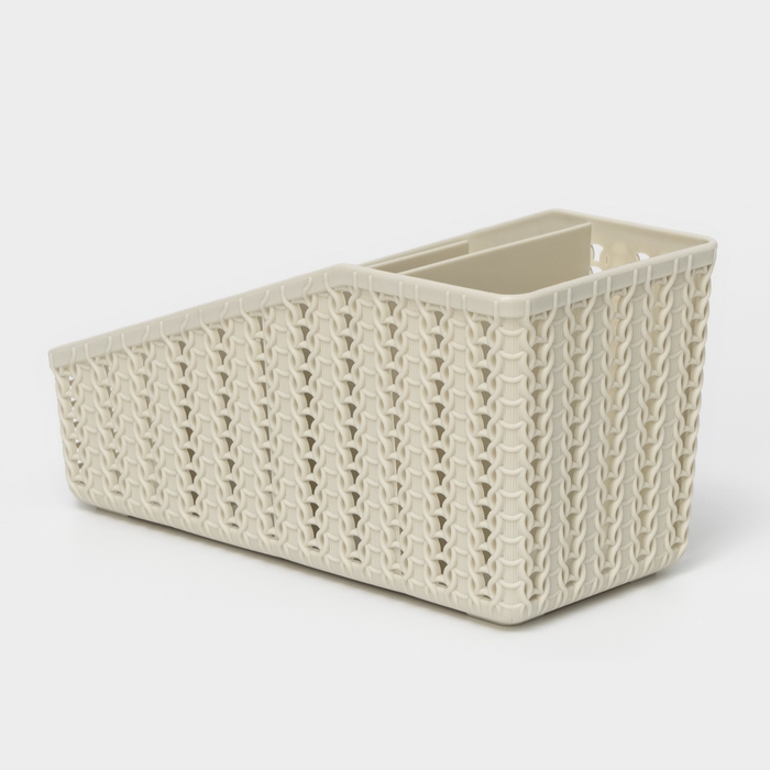 Органайзер &laquo;Вязание&raquo;, 4 секции, цвет белый ротанг