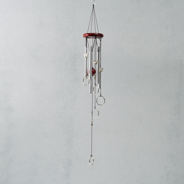 Музыка ветра металл "Кольца с бабочками" 5 трубок 68 см