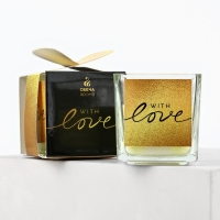 Ароматическая свеча в стекле &laquo;With love&raquo;, аромат миндаль, 5,3 х 5,3 х 5,5 см.