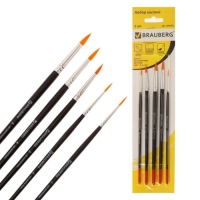 Набор кистей, синтетика, 5 штук, BRAUBERG (круглая, № 1, 2, 3, 4, 5), блистер Набор кистей, синтетика, 5 штук, BRAUBERG (круглая, № 1, 2, 3, 4, 5), блистер