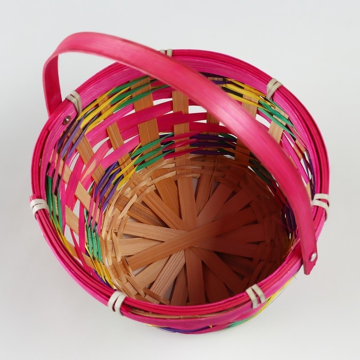 Корзина плетеная, D18 х 11 х 24 см, розовая, бамбук