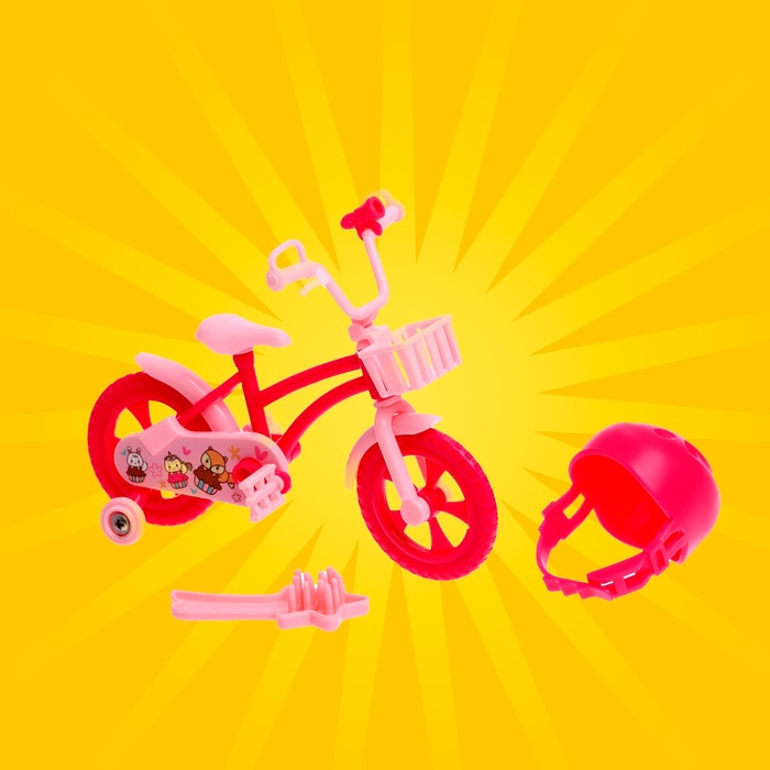 Кукла малышка Lyna на велопрогулке с велосипедом и аксессуарами, МИКС