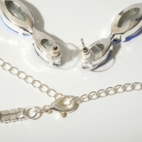 Набор 2 предмета: серьги, колье &laquo;Цветение&raquo; царское, цвет бело-синий в серебре, 40 см