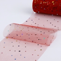 Фатин с разноцветными блёстками, 15 см, 11 ± 1 г/кв.м, 23 ± 1 м, цвет красный №17 Фатин с разноцветными блёстками, 15 см, 11 ± 1 г/кв.м, 23 ± 1 м, цвет красный №17