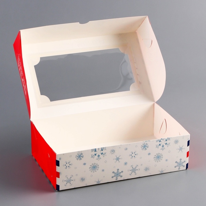 Новый год. Коробка складная, кондитерская упаковка с окном Новый год. Коробка складная, кондитерская упаковка с окном "Новогодняя почта", 25 х 15 х 7 см