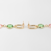 Серьги со стразами &laquo;Блум&raquo; овал с кругом, цветной в золоте