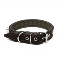 Ошейник комбинированный кожа/брезент "Ёж", 55 х 2.5 см, ОШ 35-45 см, чёрный Ошейник комбинированный кожа/брезент "Ёж", 55 х 2.5 см, ОШ 35-45 см, чёрный