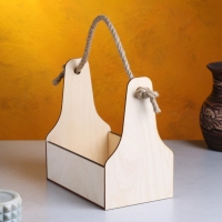 Кашпо деревянное 20&times;12.5&times;20 см Стелла Моно, ручка верёвка, натуральный Дарим Красиво