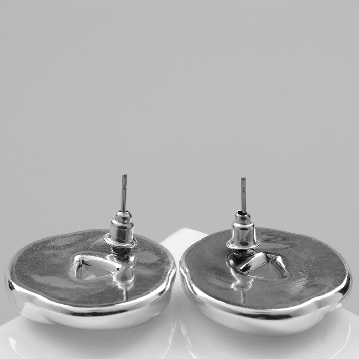 Серьги пластик &laquo;Круг&raquo; с изгибами, цвет серебро