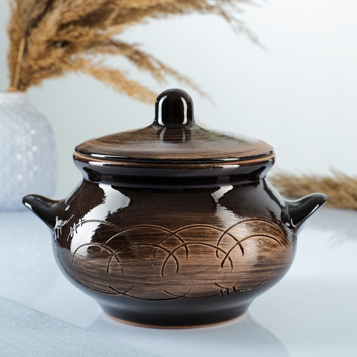 Горшок керамический для запекания Горшок керамический для запекания "Русский" 0,95л / 14х15см, старина