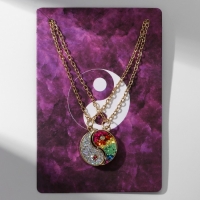 Кулоны &laquo;Неразлучники&raquo; на магните, инь-ян, цветные в золоте, 45 см