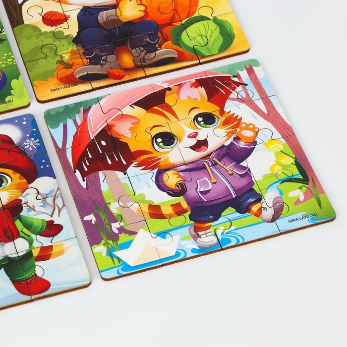 Пазлы деревянные развивающие для малышей &laquo;Времена года&raquo;