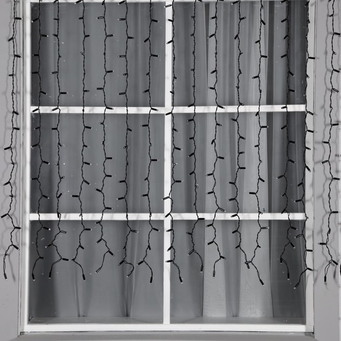 Гирлянда &laquo;Занавес&raquo; 2 &times; 1.5 м, IP65, УМС, тёмная нить, 360 LED, свечение белое, 220 В