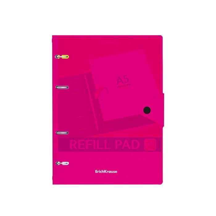 Тетрадь на кольцах, 80 листов в клетку, ErichKrause Neon, пластиковая обложка, на кнопке, блок офсет 100% белизна, МИКС