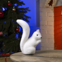 Светодиодная фигура &laquo;Белочка&raquo; 10 &times; 25 &times; 8 см, флок, батарейки ААх2 (не в комплекте), свечение тёплое белое