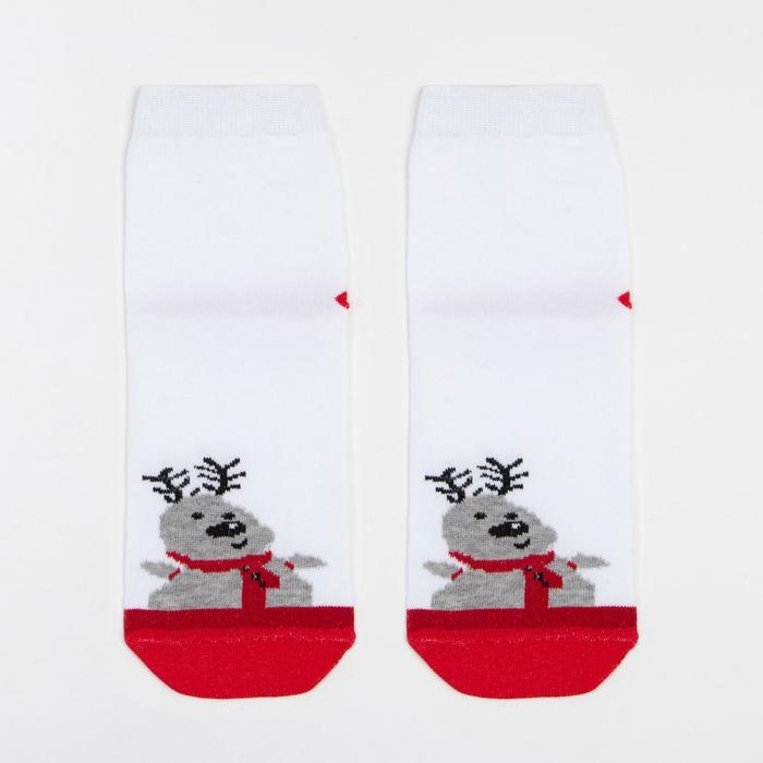 Носки детские «Олень» цвет белый/красный, размер 20-22 Носки детские «Олень» цвет белый/красный, размер 20-22