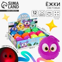 Мяч детский резиновый ёжка световой &laquo;Птички&raquo;, цвета МИКС , в шоубоксе