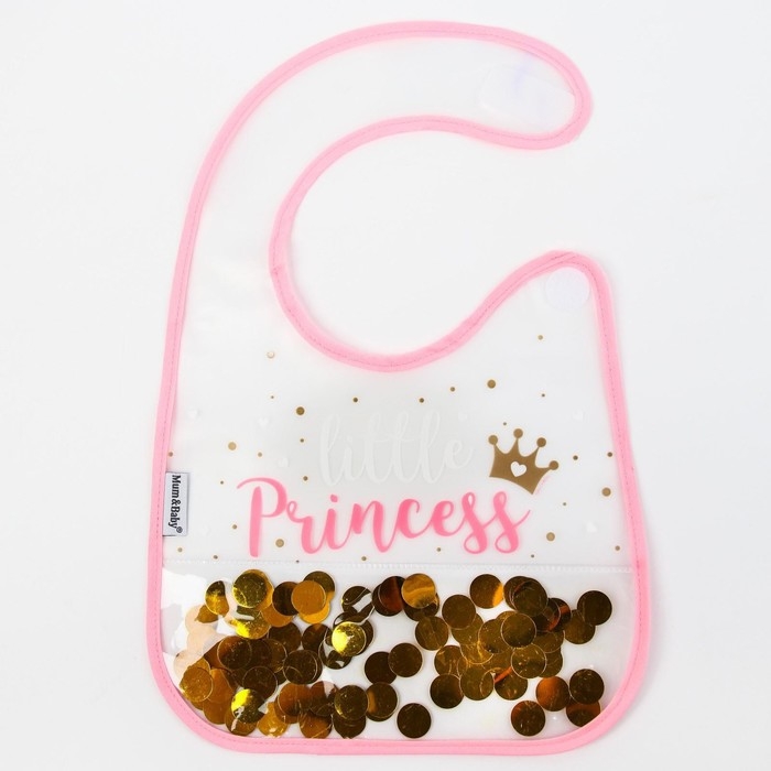 Нагрудник для кормления &laquo;Little&raquo; непромокаемый на липучке, внутри с конфетти, виды МИКС