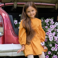 Платье детское с длинным рукавом KAFTAN "Муслин", размер 32 (110-116 см) цвет горчичный Платье детское с длинным рукавом KAFTAN "Муслин", размер 32 (110-116 см) цвет горчичный