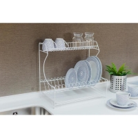 Сушилка для посуды с поддоном 2-х ярусная, настольно-настенная, 39,5&times;25&times;38 см, цвет белый