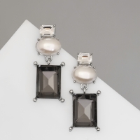 Серьги с жемчугом &laquo;Бусина&raquo; графиня, цвет бело-серый в серебре