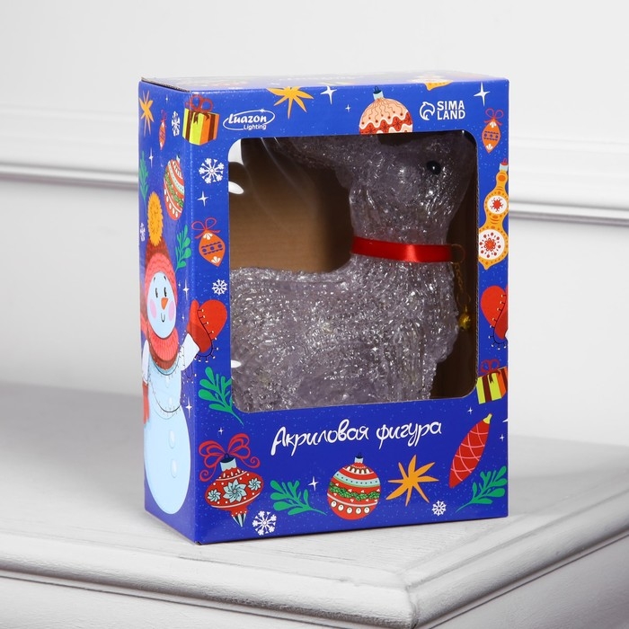 Светодиодная фигура &laquo;Олень с колокольчиком&raquo; 15 &times; 23 &times; 8 см, акрил, 12 LED, батарейки ААх2 (не в комплекте), свечение мульти (RGB)