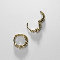 Серьги-кольца XUPING звёздная пыль, цвет белый в золоте, d=1,3 см