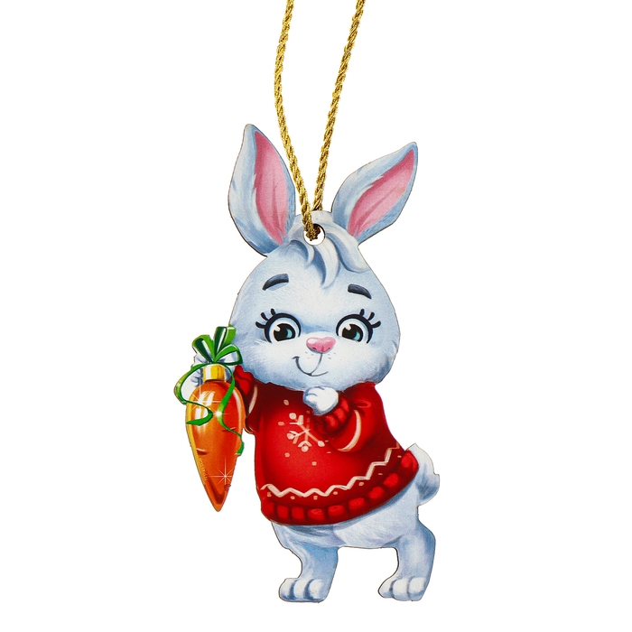 Ёлочная деревянная подвеска &laquo;Новый год! Зайчик&raquo;