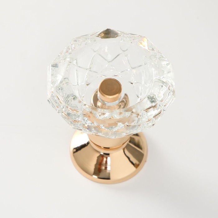 Подсвечник металл, стекло на 1 свечу Подсвечник металл, стекло на 1 свечу "Кристальная чаша. Фигурный" d= 5 см золото 8х8х9 см