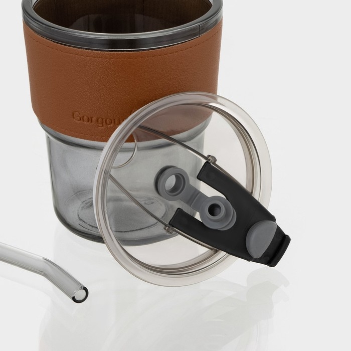 Стакан стеклянный с крышкой и трубочкой &laquo;Вида&raquo;, 350 мл, цвет МИКС