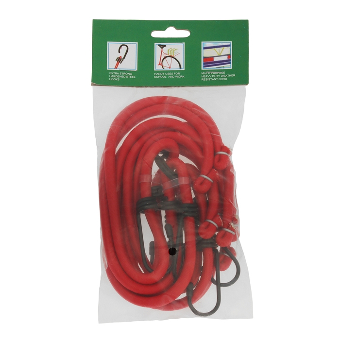 Резинка для крепления багажа "Паук" 80 см, d8 мм, металлические крючки, набор 4 шт