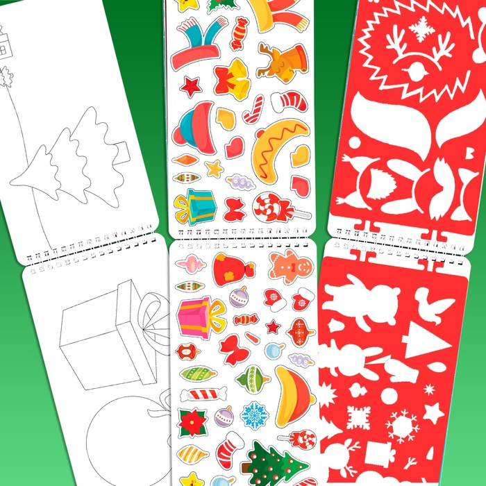 Раскраска - альбом «Снеговичок», 72 стр., с трафаретами и наклейками Раскраска - альбом «Снеговичок», 72 стр., с трафаретами и наклейками