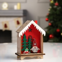 Светодиодная фигура «Домик с зелёными ёлками» 10.6 × 15 × 5.5 см, дерево, батарейки LR1130х3 (в комплекте), свечение тёплое белое Светодиодная фигура «Домик с зелёными ёлками» 10.6 × 15 × 5.5 см, дерево, батарейки LR1130х3 (в комплекте), свечение тёплое белое