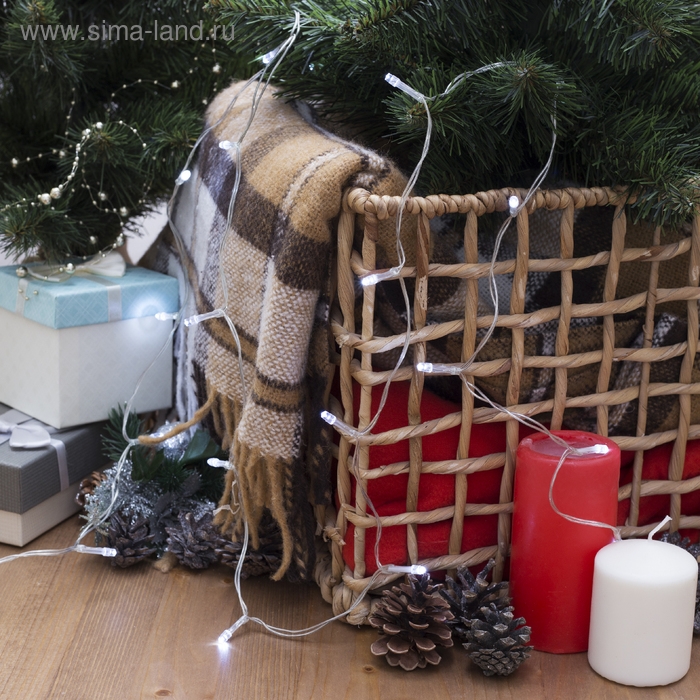 Гирлянда &laquo;Нить&raquo; 2 м, IP20, прозрачная нить, 20 LED, свечение белое, 2 режима, AAх3